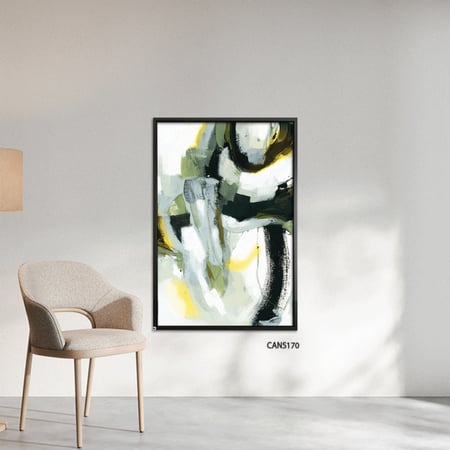 لوحة جدارية كانفس ، تداخل ألوان - تدرجات الأسود والاخضر الزيتي مع الأبيض