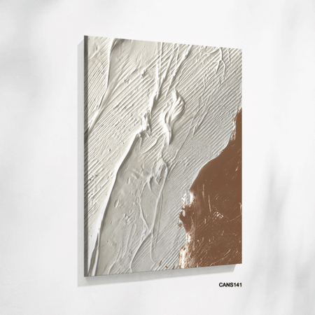 لوحة  جدارية كانفس ، طابع جبسي - تدرجات البني مع البيج والأبيض
