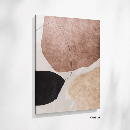لوحة  جدارية كانفس أشكال تدرجات البني والبيج مع  الرمادي