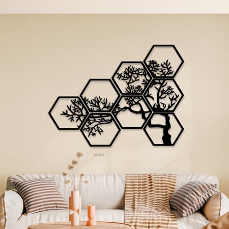 لوحة جدارية اكريليك بتصميم سداسيات