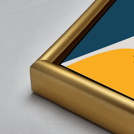 لوحة جدارية اكريليك تصور ورقة شجر بأطراف حادة الأصفر الازرق مع البيج.