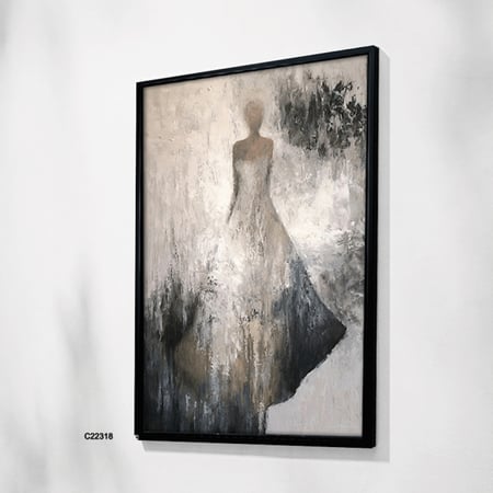 لوحة جدارية كانفس فتاة تدرجات الرمادي مع الأبيض والاسود