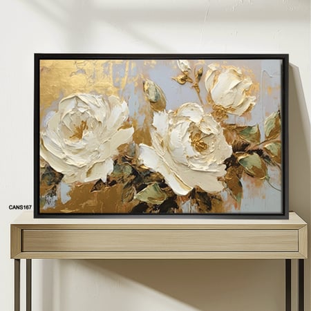 لوحة جدارية كانفس ورود تدرجات الذهبي مع البني والبيج