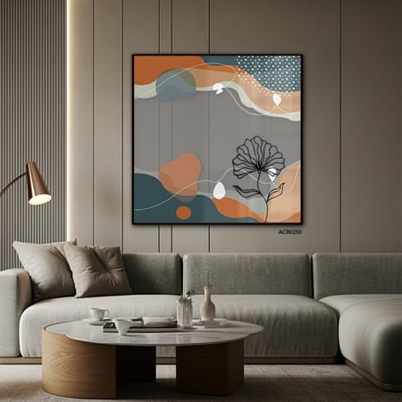 لوحة جدارية اكريليك وردة بألوان جميلة تتضمن البني والأخضر