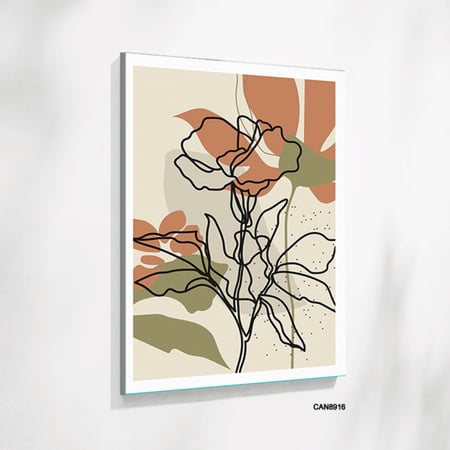 لوحة جدارية كانفس ورد اللون البيج والأسود والزيتي