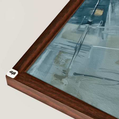 لوحة جدارية كانفس شارع وأشخاص تدرجات الأزرق السماوي مع الأبيض