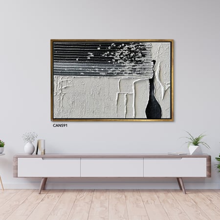 لوحة جدارية كانفس ، طابع جبسي - تدرجات الأسود مع الأبيض