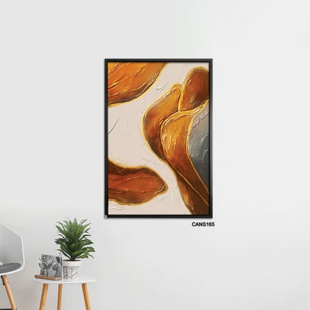لوحة جدارية كانفس ، تداخل ألوان متموج - تدرجات البني النحاسي مع البيج والرمادي