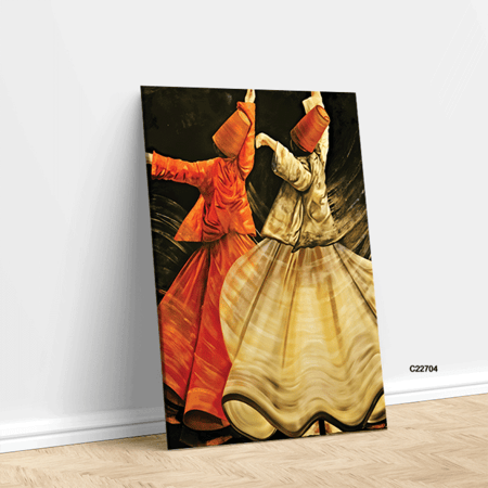 لوحة جدارية تصور دراويش في حالة دوران