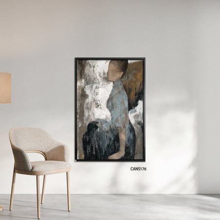 لوحة جدارية كانفس تداخل ألوان ،سيدة تدرجات البني والبيج