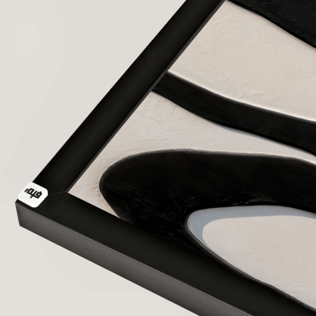 لوحة جدارية  كانفس تصور أشكالًا عشوائية بتدرجات الأسود والبيج