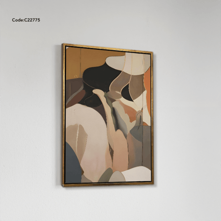 لوحة جدارية كانفس لتداخل مساحات لونية واشكال منحنية