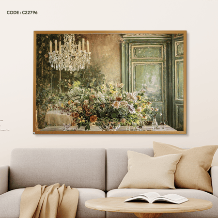 لوحة جدارية كانفس تصور غرفة عتيقة من قصر كلاسيكي قديم