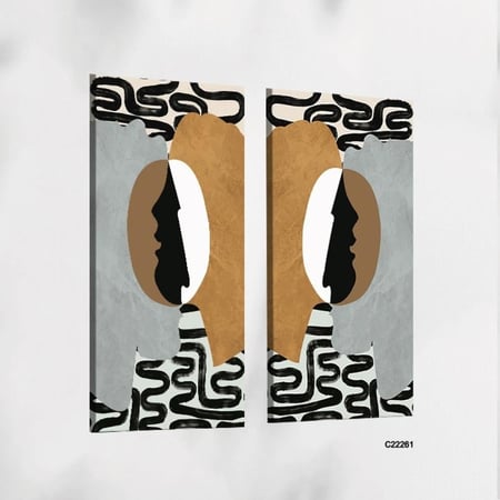 لوحة جدارية كانفس وجوه اشخاص متعاكسة بطريقة مجردة