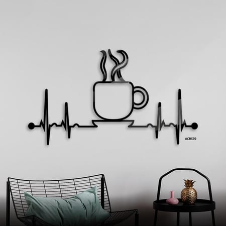 لوحة جدارية أكريليك تعرض كوب قهوة بتقنية القص بالليزر