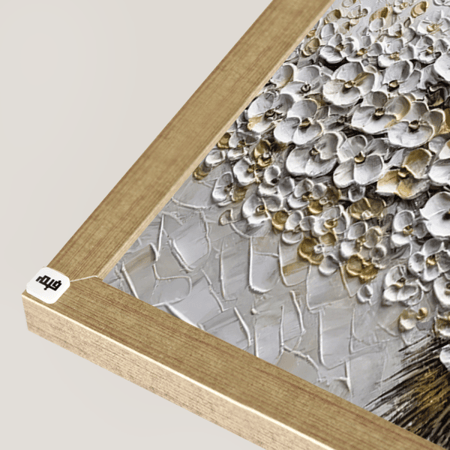 لوحة جدارية كانفس شجرة من الورود تدرجات الذهبي مع الرمادي والبيج