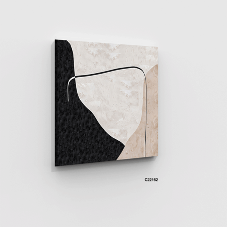 لوحة جدارية كانفس ، خط وأشكال - تدرجات البيج مع الأسود والرمادي