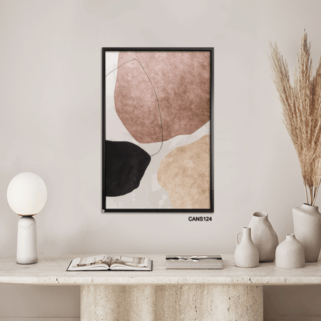 لوحة  جدارية كانفس أشكال تدرجات البني والبيج مع  الرمادي