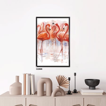 لوحة جدارية كانفس تصور فلامنجو بتدرجات الزهري و الاحمر