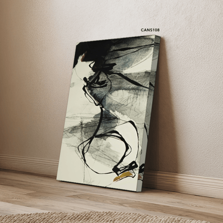 لوحة جدارية كانفس ، خطوط عشوائية - تدرجات الأسود والأخضر مع الرمادي