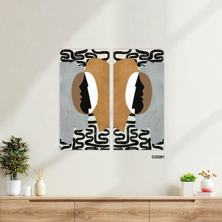 لوحة جدارية كانفس وجوه اشخاص متعاكسة بطريقة مجردة