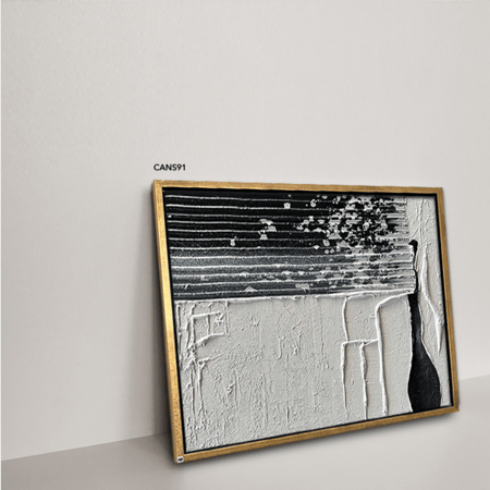 لوحة جدارية كانفس ، طابع جبسي - تدرجات الأسود مع الأبيض