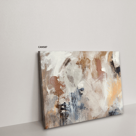 لوحة جدارية كانفس ، تداخل ألوان - تدرجات البني والبيج مع الأبيض والأزرق