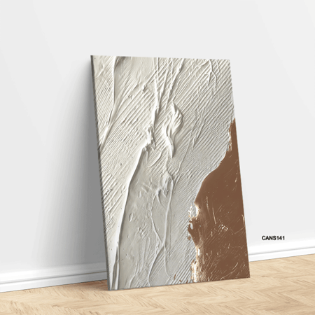 لوحة  جدارية كانفس ، طابع جبسي - تدرجات البني مع البيج والأبيض