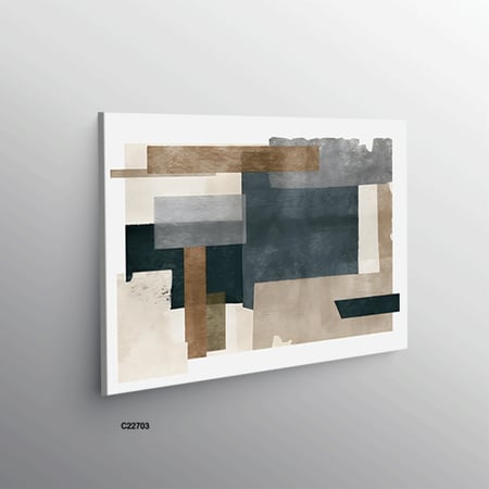 لوحة جدارية كانفس بتصميم تجريدي بتدرجات الازرق والرمادي والبيج