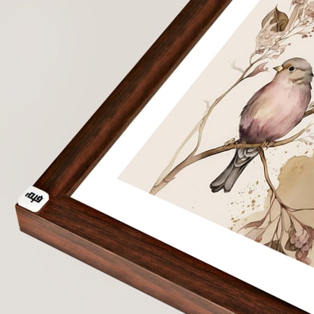 لوحة جدارية كانفس تصور عصفورين بتدرجات الزهري على غصن
