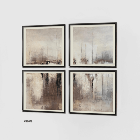 لوحة جدارية كانفس بتدرجات البيج والرمادي والبني