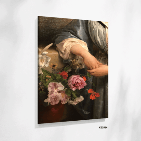 لوحة جدارية مودرن فتاة مع ازهار