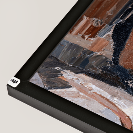 لوحة جدارية كانفس ،فتاة وفنجان قهوة تدرجات الاسود والبني والبيج