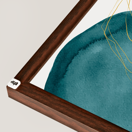 لوحة جدارية كانفس مقسمة ، دوائر - تدرجات البني والأخضر التركوازي مع الأبيض - فن بوهيمي