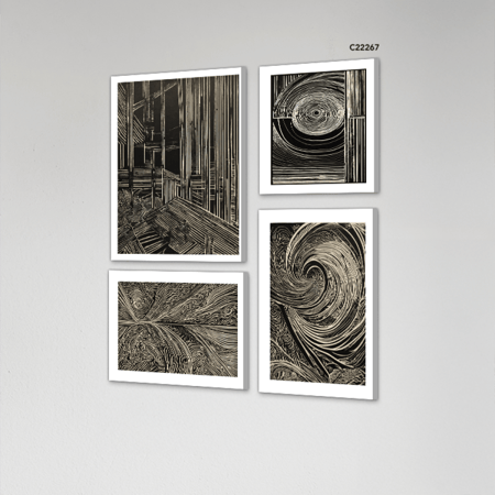 لوحة جدارية كانفس مقسمة اشكال وخطوط