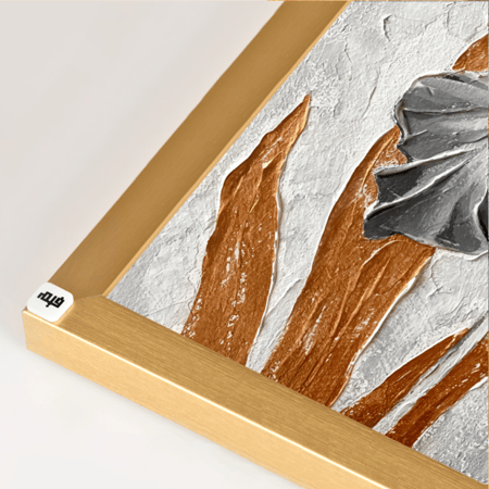 لوحة  جدارية كانفس ، وردة - تدرجات الرمادي مع الأبيض والبني الفاتح