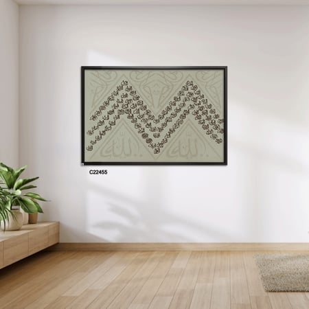 لوحة جدارية كانفس أسماء الله الحسني اسود ورمادي