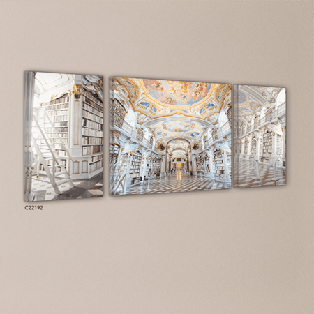 لوحة جدارية كانفس مقسمة مكتبة من العصر الفكتوري