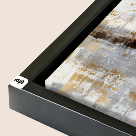 لوحة فنية جدارية كانفس ، تداخل ألوان - تدرجات الذهبي والبني مع الأبيض والرمادي