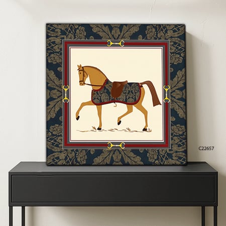 لوحة جدارية كانفس خيل تدرجات البني الاحمر مع البيج