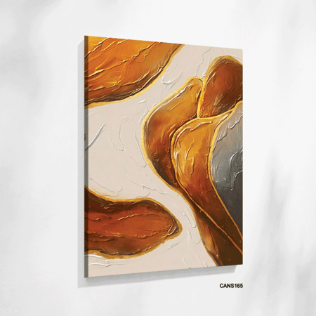 لوحة جدارية كانفس ، تداخل ألوان متموج - تدرجات البني النحاسي مع البيج والرمادي
