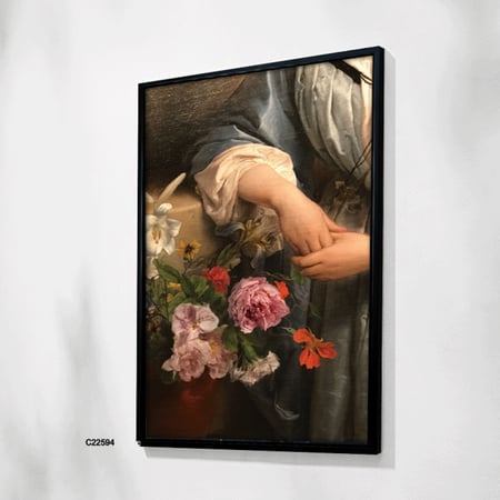 لوحة جدارية مودرن فتاة مع ازهار