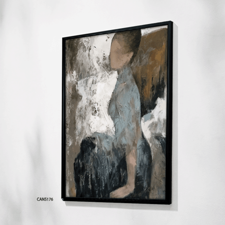 لوحة جدارية كانفس تداخل ألوان ،سيدة تدرجات البني والبيج