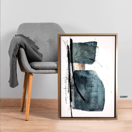 لوحة  جدارية كانفس بتدرجات الازرق والاسود والابيض