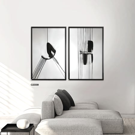 طقم مكون من عدد لوحتين مودرن خطوط واشكال