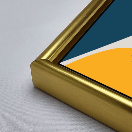 لوحة جدارية اكريليك تصور ورقة شجر بأطراف حادة الأصفر الازرق مع البيج.