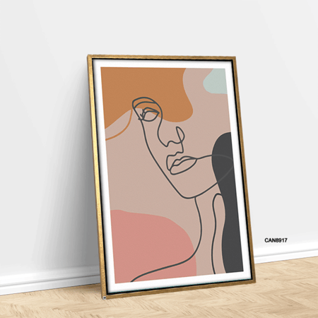 لوحة جدارية كانفس ،  خطوط وجه - تدرجات البني والبيج مع الوردي