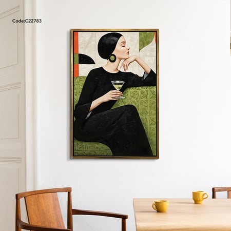 لوحة جدارية كانفس بتصميم لامرأة بخلفية بألوان زاهية