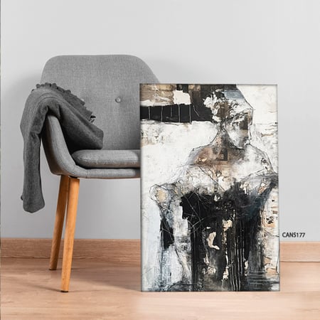 لوحة جدارية كانفس ، تداخل ألوان خيالي - تدرجات الأسود مع البني والأبيض