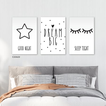 لوحة جدارية ثلاث اجزاء عبارات ونجوم